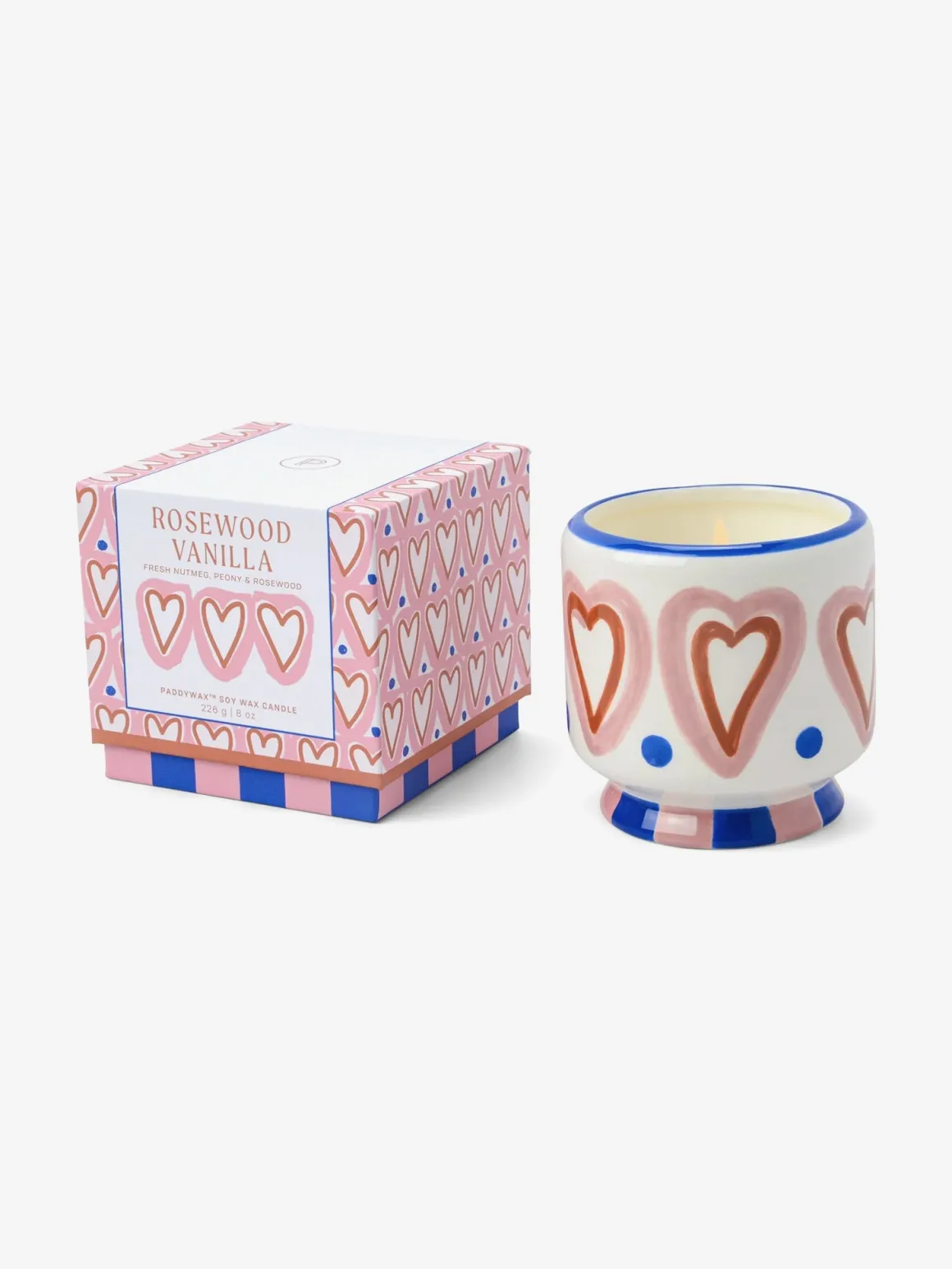 Adopo Hearts Ceramic Candle - Rosewood Vanilla
