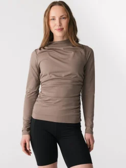 Alessia Gathered Long Sleeve Top - Falcon