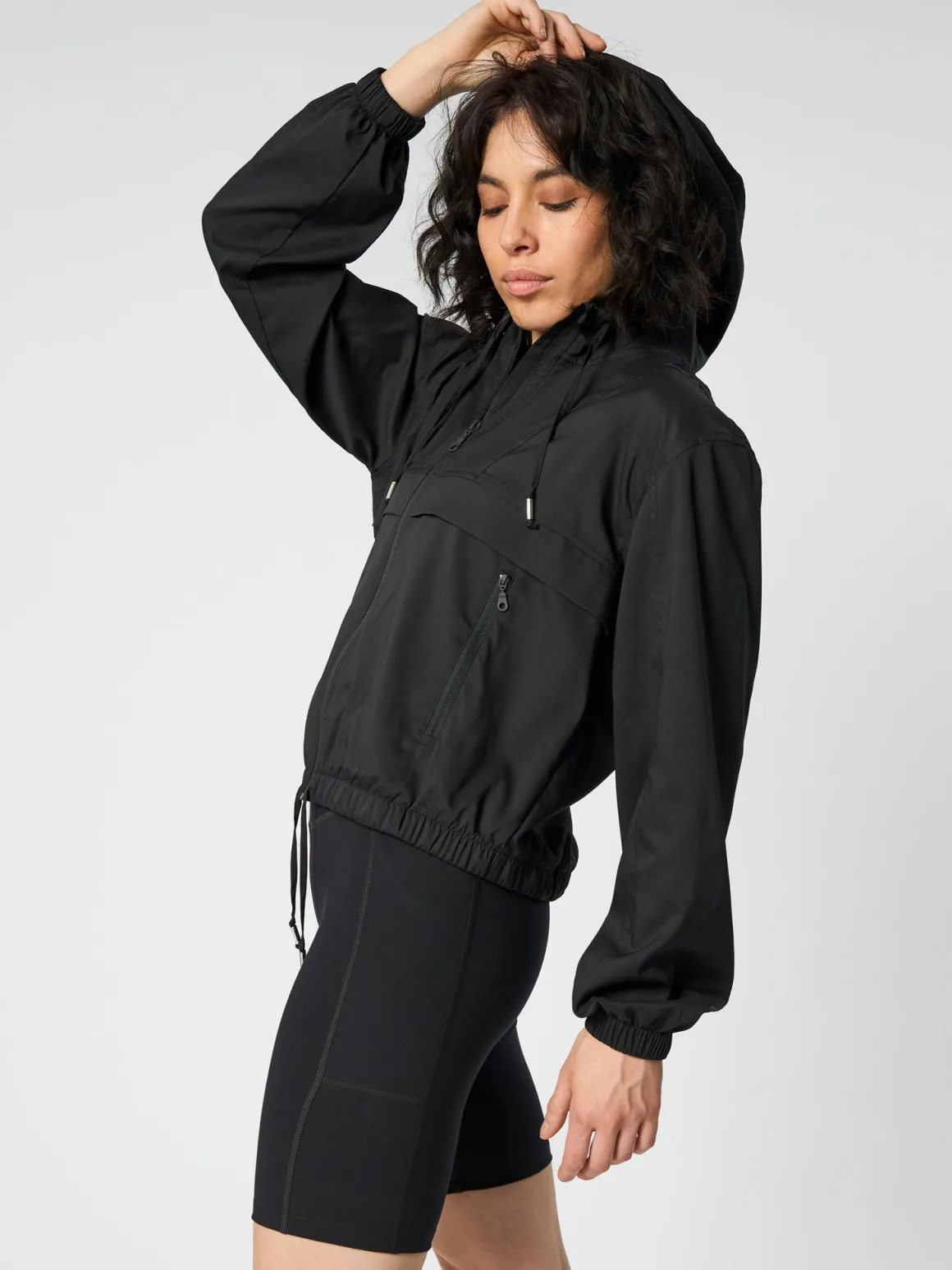 Allie Hooded Windbreaker - Black