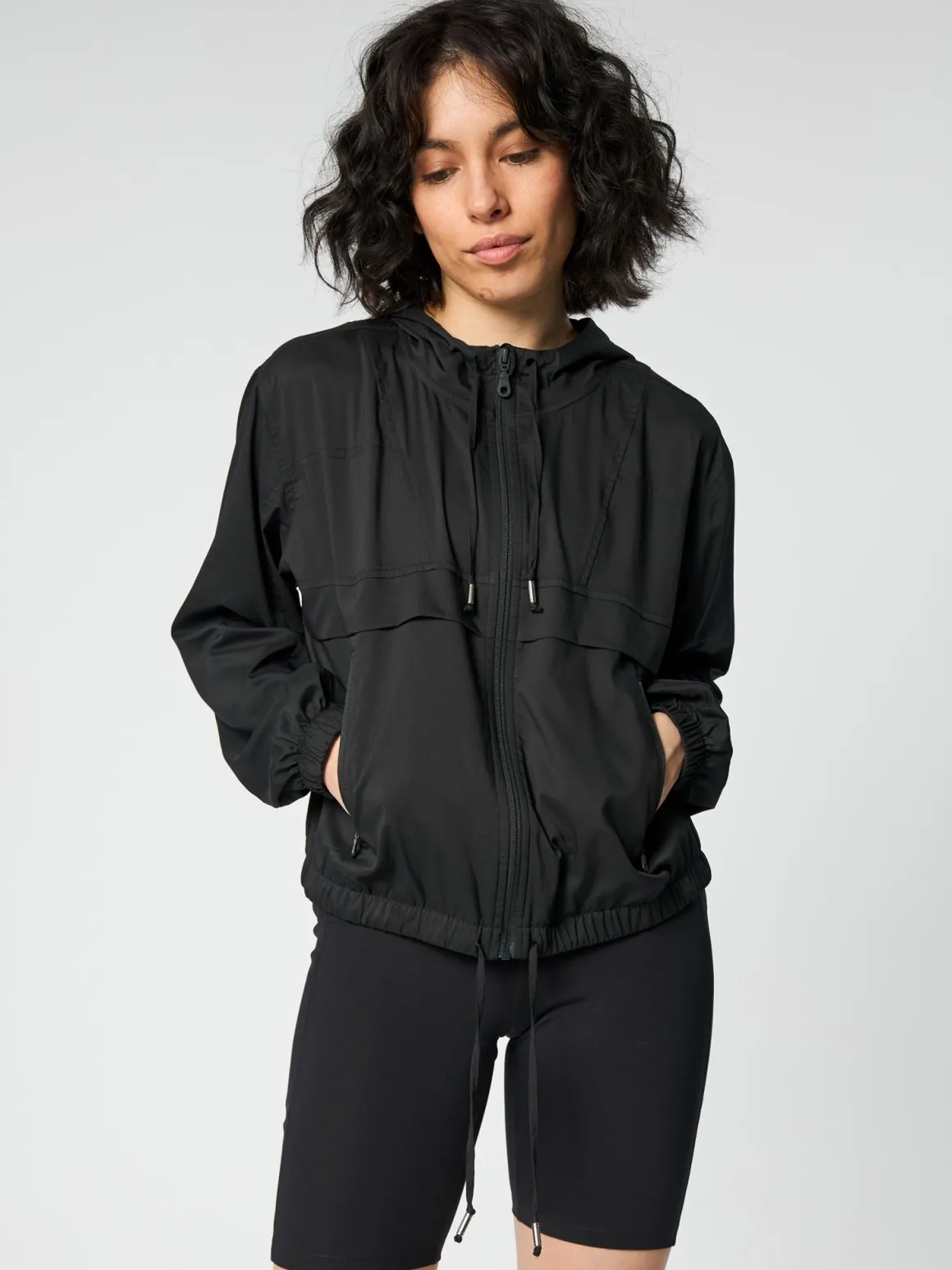 Allie Hooded Windbreaker - Black