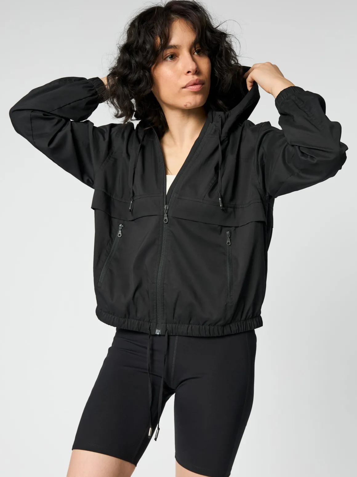 Allie Hooded Windbreaker - Black