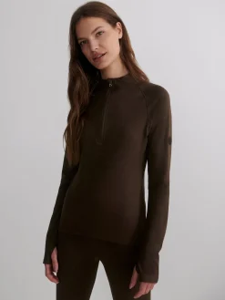 Always Warm Half Zip Base Layer - Deep Chocolate Marl