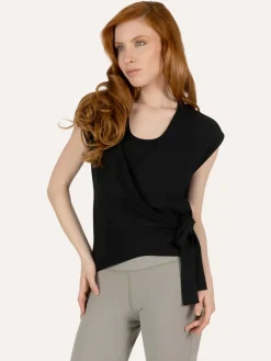 Aurora Wrap Yoga Top - Onyx Black