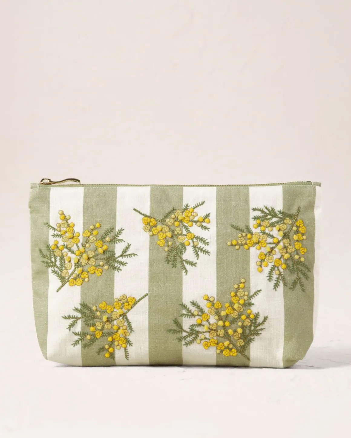 Cotton Everyday Pouch - Mimosa Stripe Green
