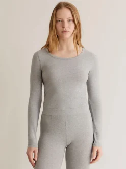 Darcey Long Sleeved Top - Marl Grey