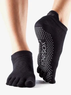 Full Toe Low Rise Grip Socks - Black