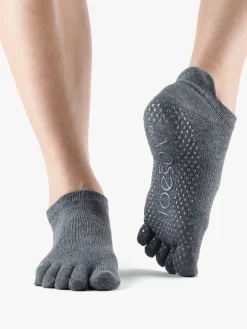 Full Toe Low Rise Grip Socks - Charcoal Grey