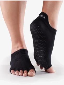 Half Toe Low Rise Grip Socks - Black