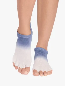 Half Toe Low Rise Grip Socks - Soft Blue Ombre