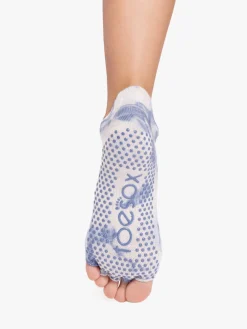 Half Toe Low Rise Grip Socks - Soft Blue Tie Dye