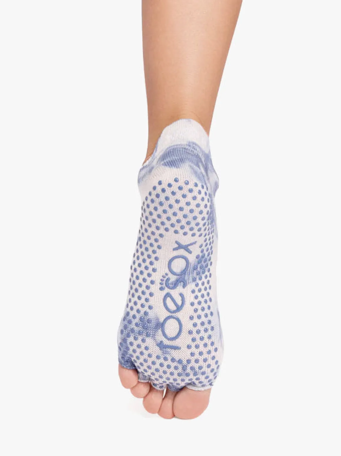 Half Toe Low Rise Grip Socks - Soft Blue Tie Dye