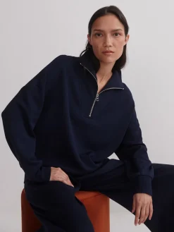 Hawley Half Zip Sweat - Navy