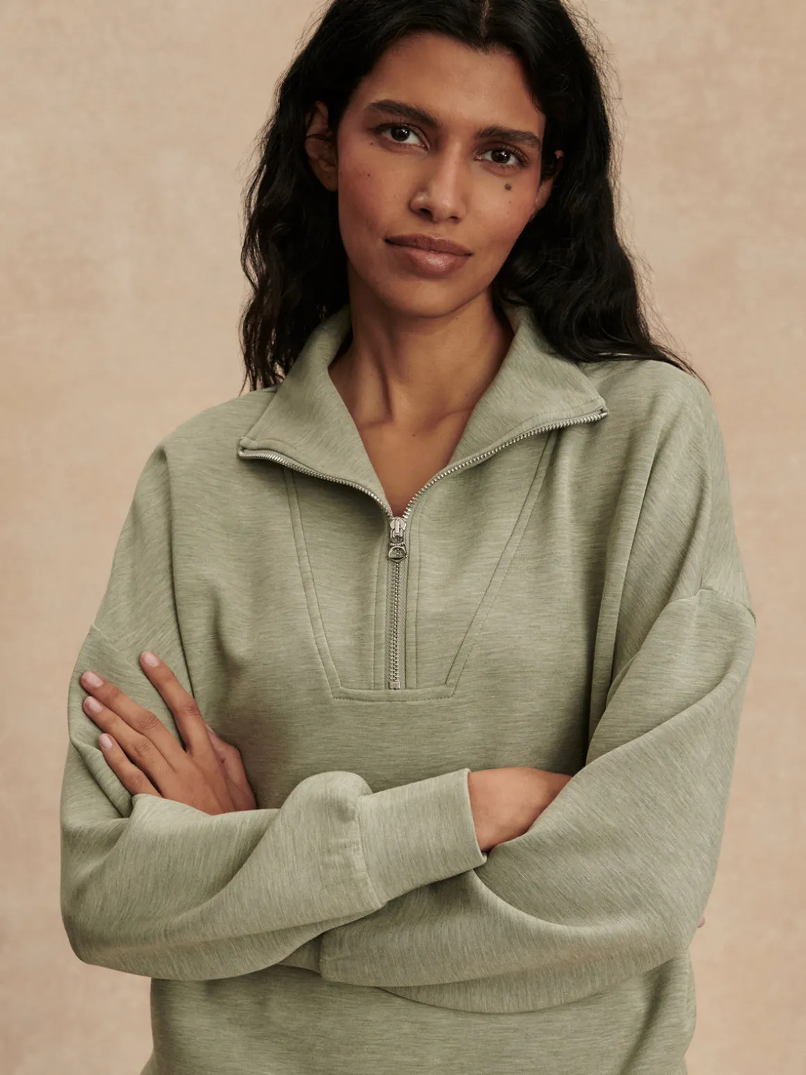 Hawley Half Zip Sweat - Shadow Marl