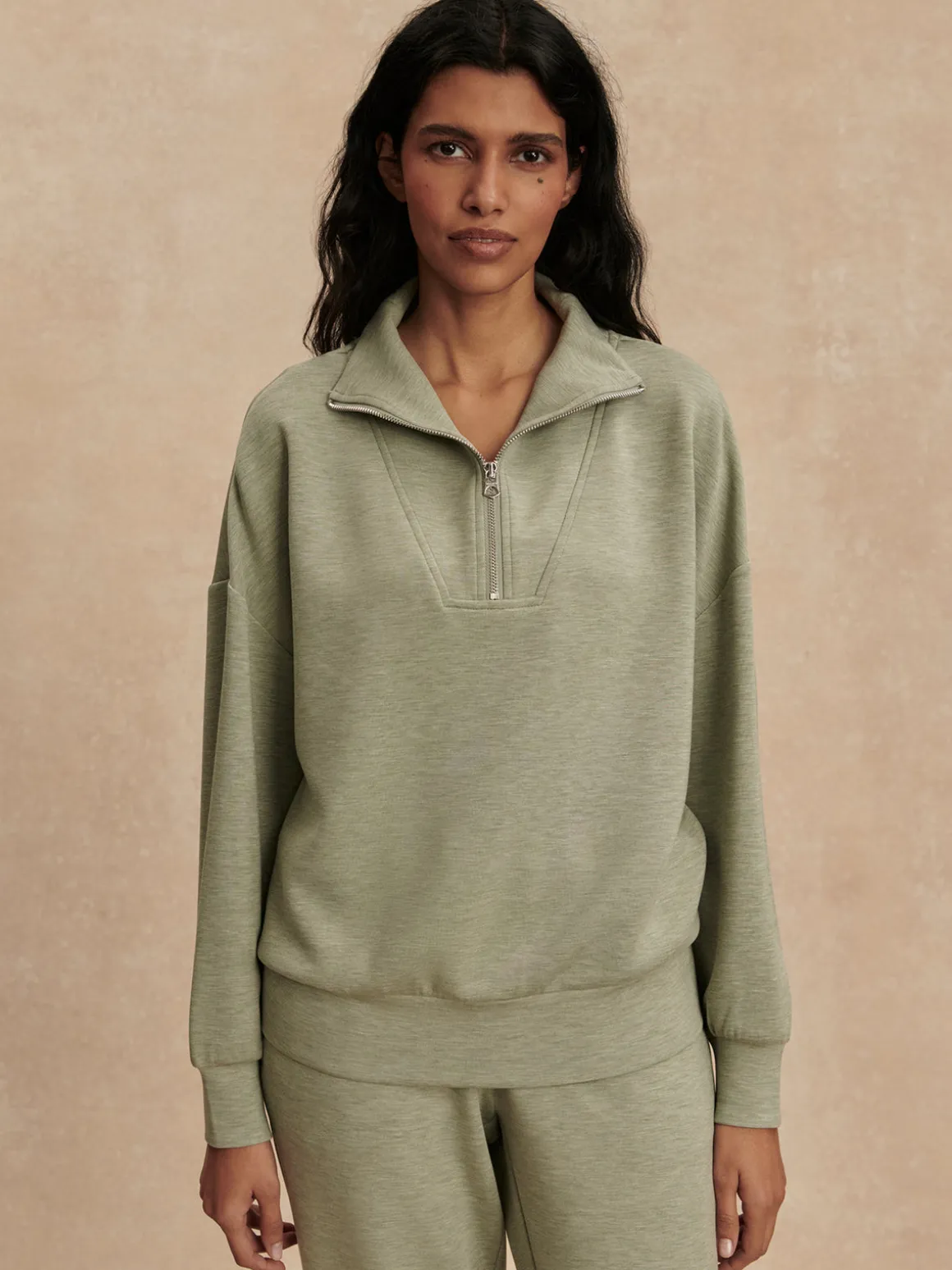 Hawley Half Zip Sweat - Shadow Marl
