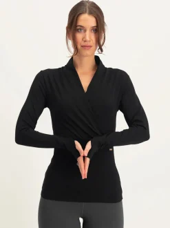Ishtar Long Sleeve Yoga Top - Onyx Black
