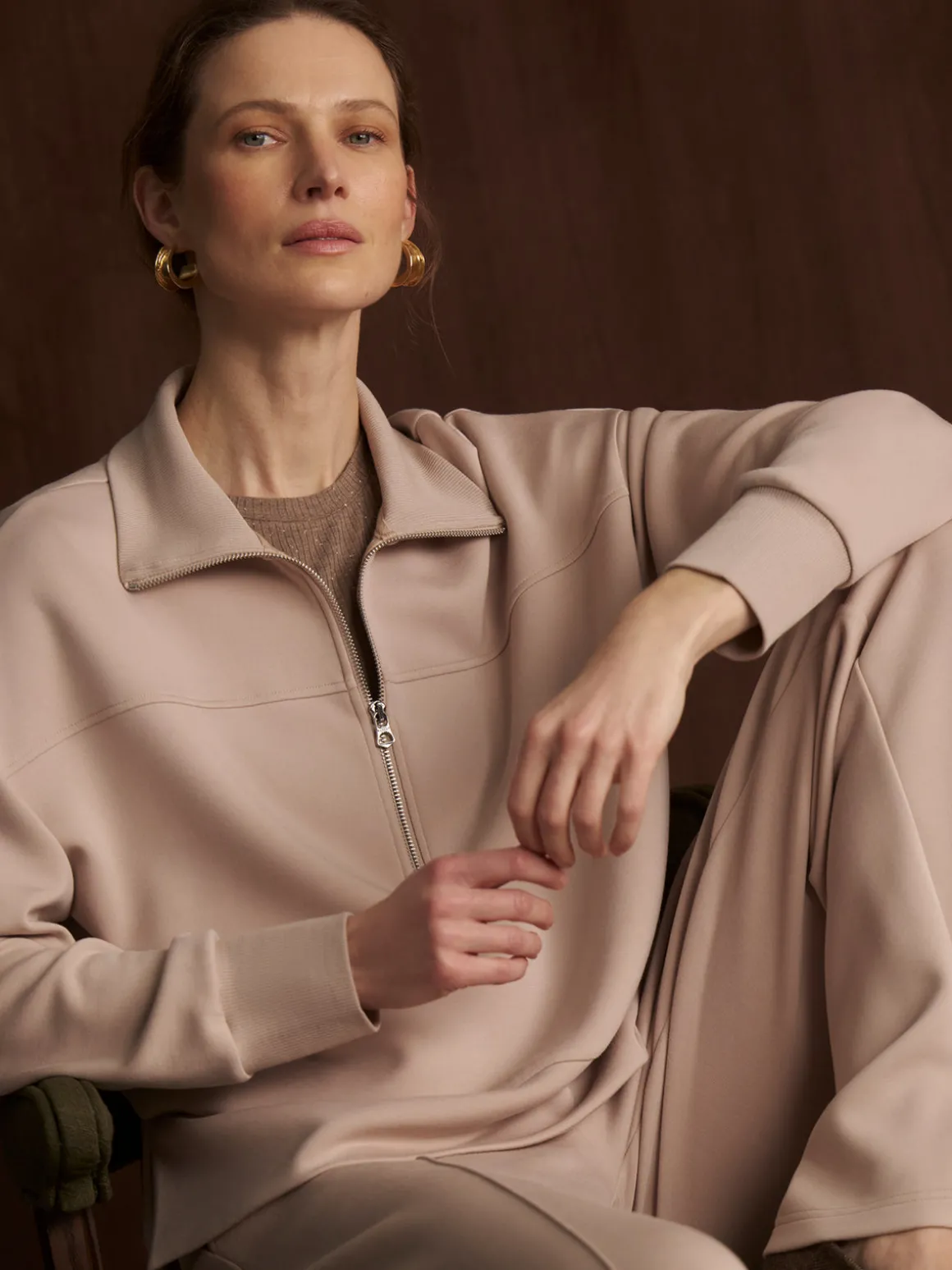 Kayleigh Half Zip Sweat - Mushroom