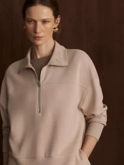 Kayleigh Half Zip Sweat - Mushroom
