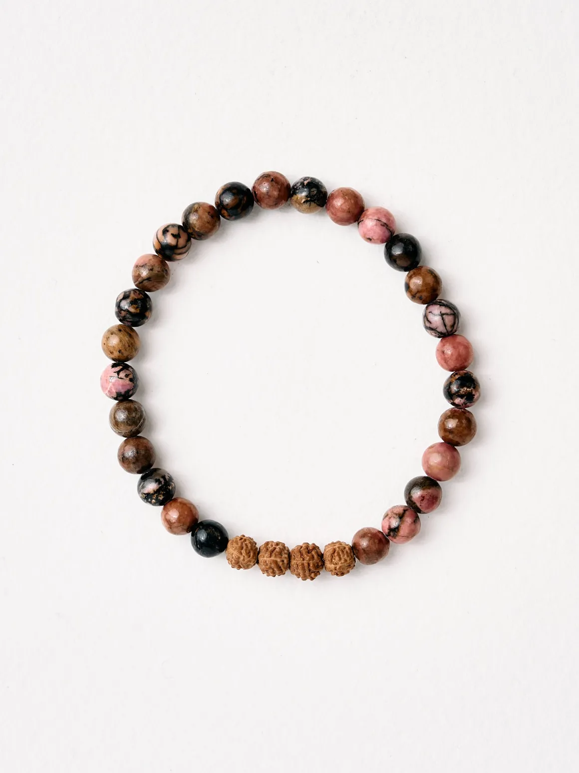 Mala Bead Bracelet - Black Rhodonite