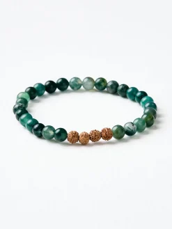 Mala Bead Bracelet - Green Moss Agate