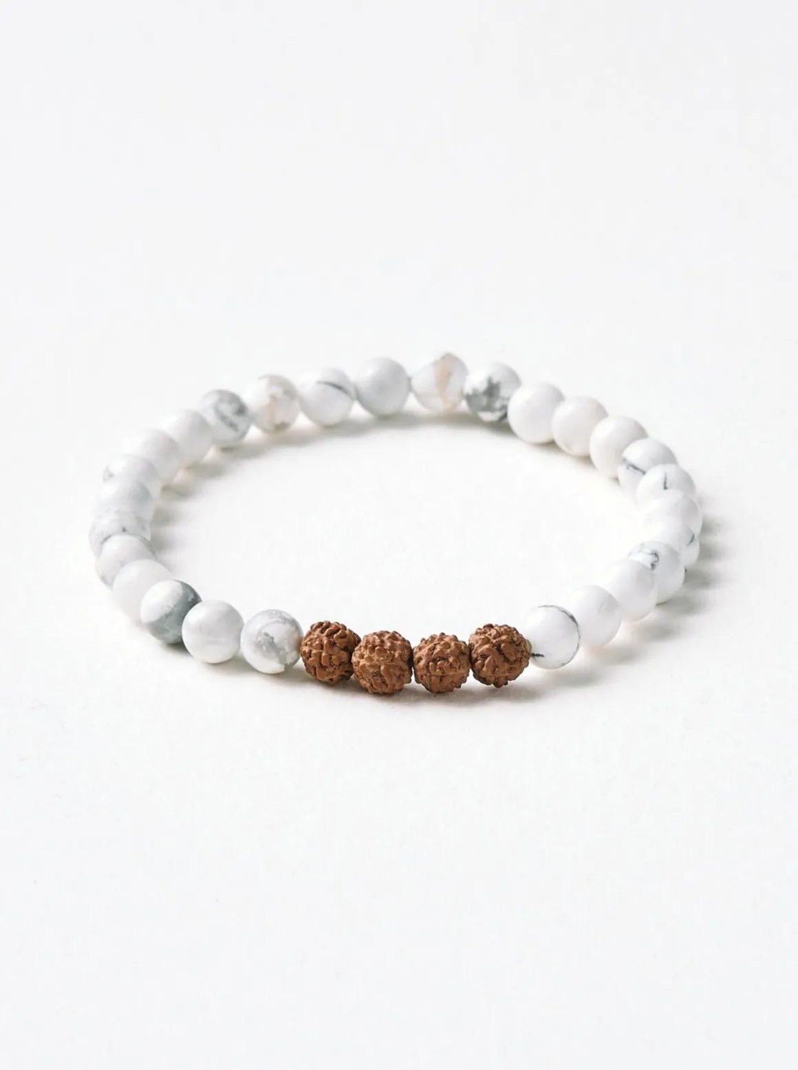 Mala Bead Bracelet - White Howlite