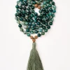 Mala Bead Necklace - Green Moss Agate