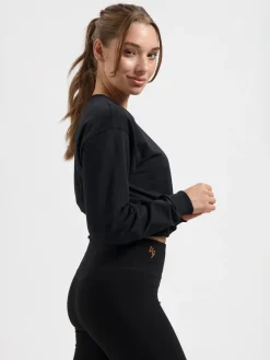 Naya Cropped Long Sleeve Yoga Top - Onyx Black