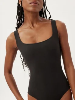 Penny Square Neck Bodysuit - Black