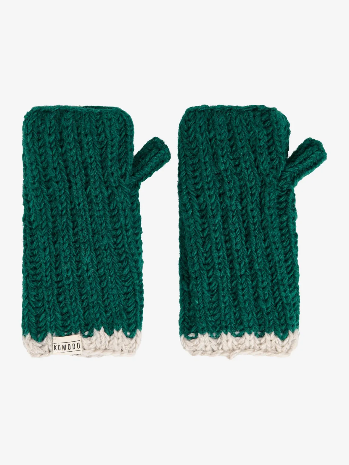 Rafi Rib Lambswool Mitten - Evergreen