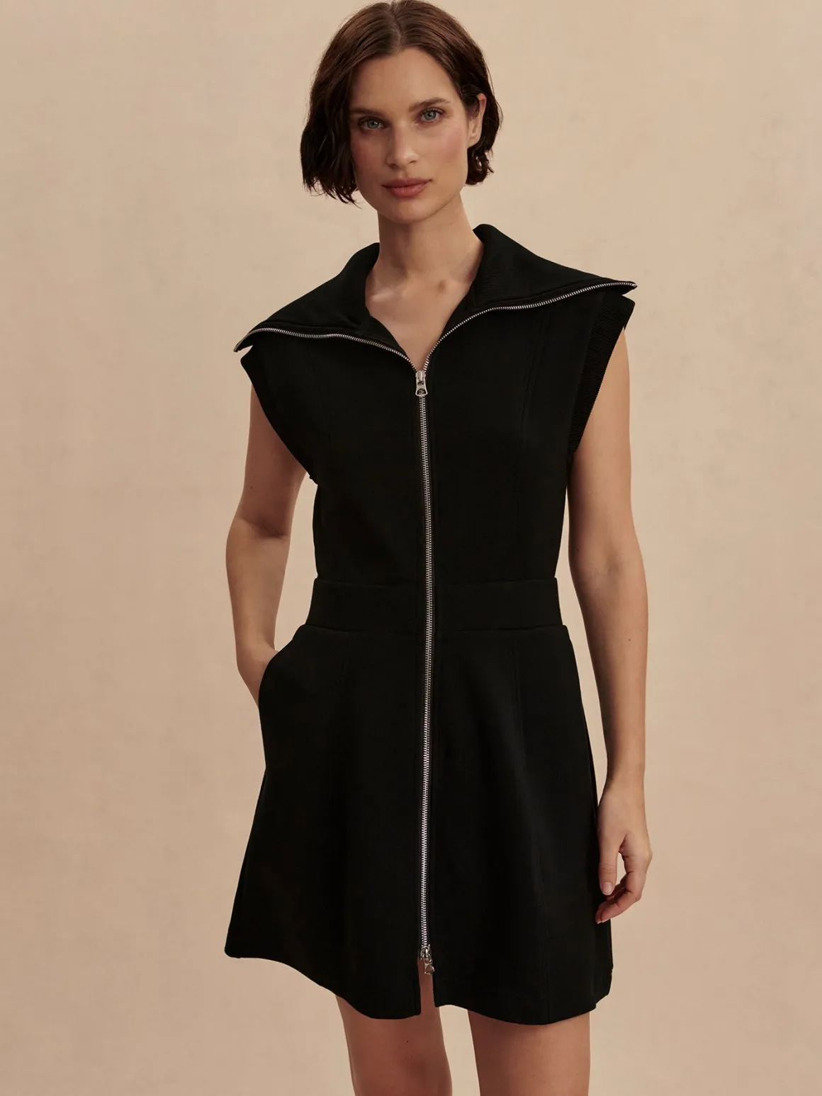 Rebecca Zip Through Dress - Black