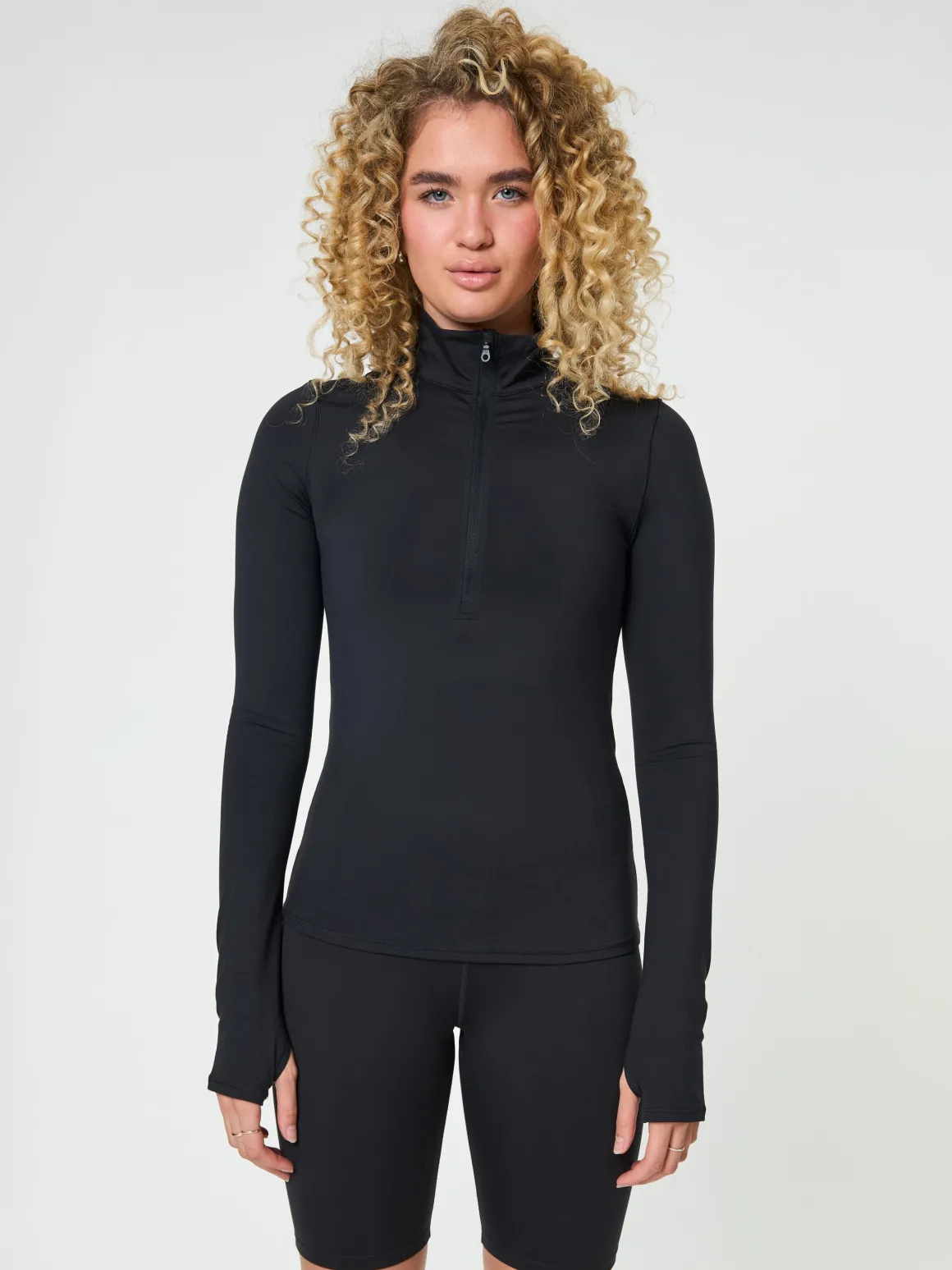 Reset Long Sleeve Mock Neck Half Zip - Black
