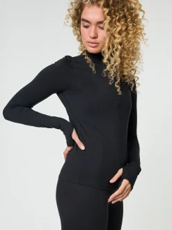 Reset Long Sleeve Mock Neck Half Zip - Black