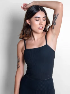 Rib Cami Top - Black