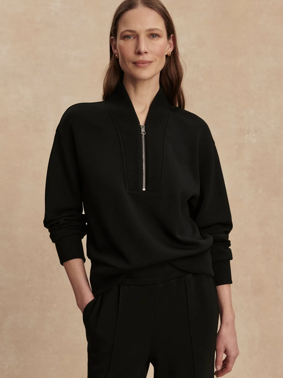 Sally Half Zip Sweat - Black