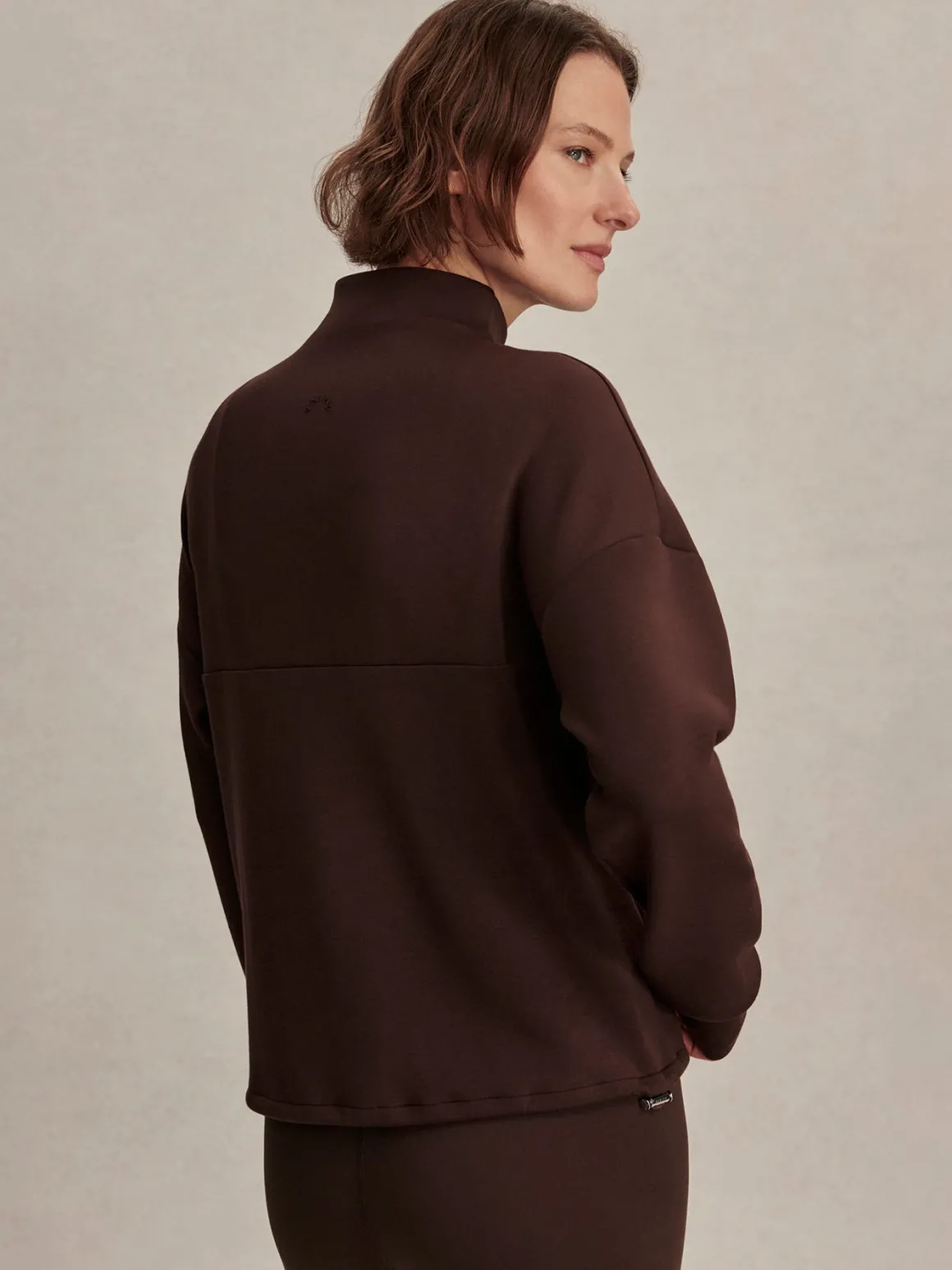 Tayah Zip Through Sweat - Coffee Bean