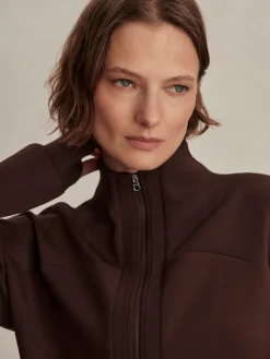 Tayah Zip Through Sweat - Coffee Bean
