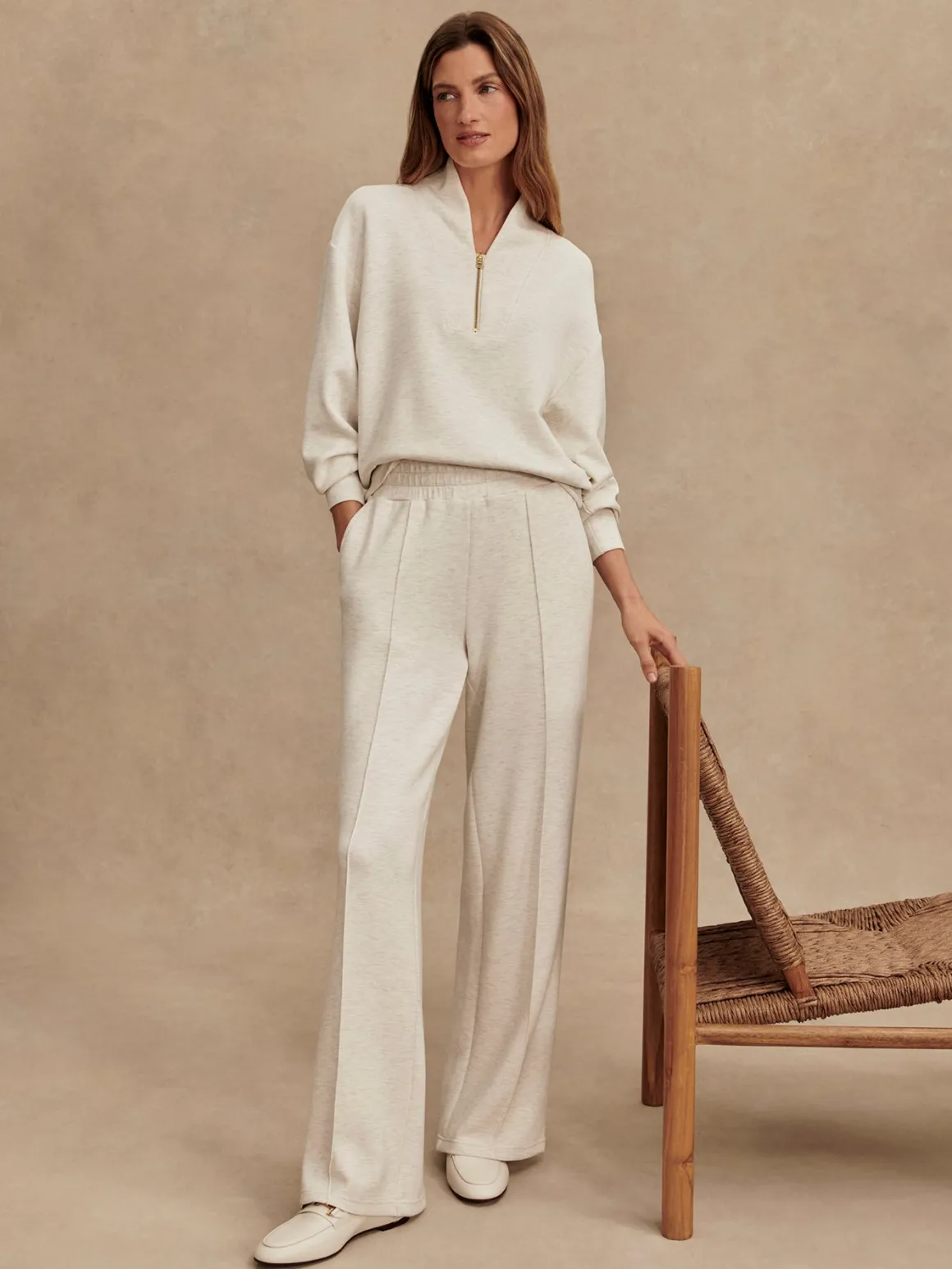 The Wide Leg Pant 30 - Ivory Marl