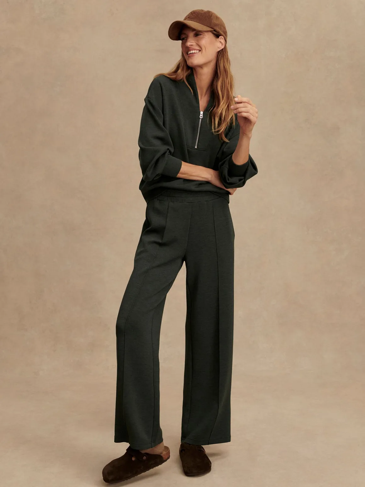 The Wide Leg Pant 30 - Olive Marl