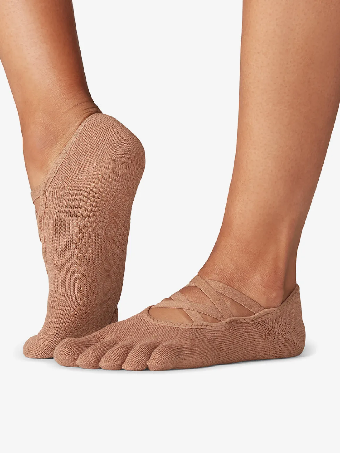 Toesox Full Toe Elle Grip Socks - Natural