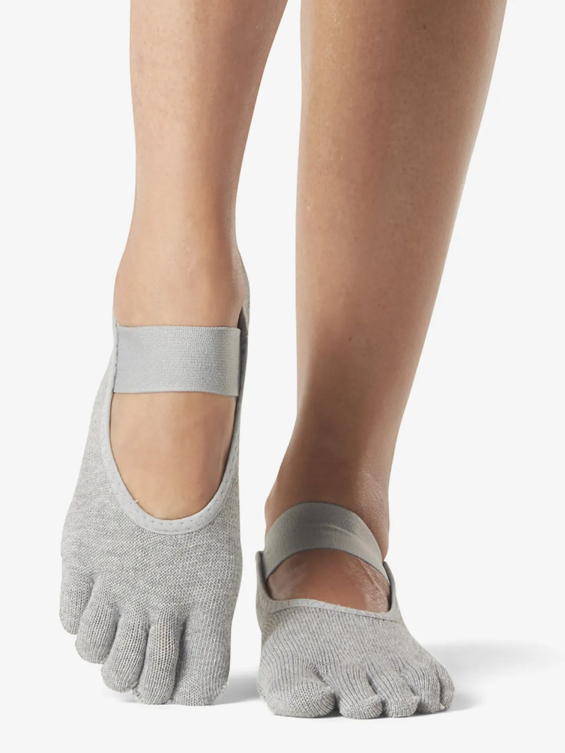 Toesox Full Toe Mia Grip Socks - Heather Grey