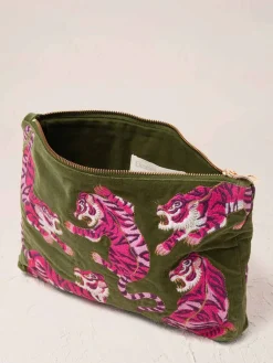 Velvet Everyday Pouch - Fern Green Wild Tiger