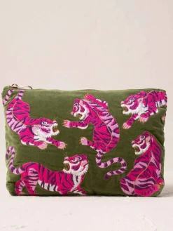 Velvet Everyday Pouch - Fern Green Wild Tiger