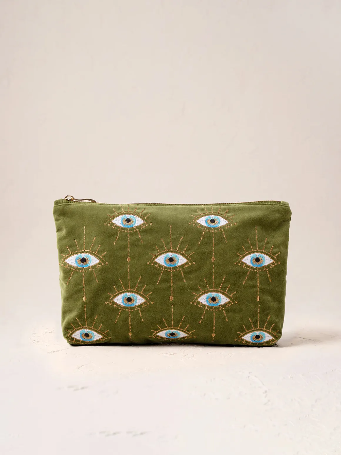 Velvet Everyday Pouch - Garden Green Mystical Eye