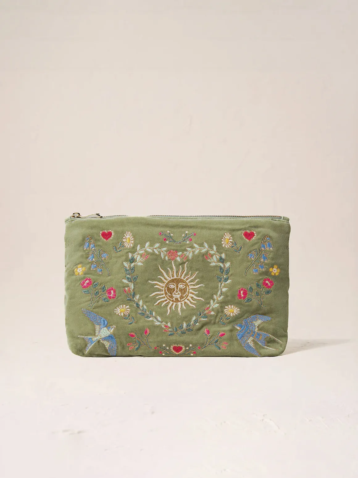 Velvet Everyday Pouch - Olive Earth Goddess