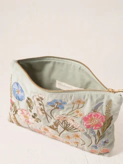 Velvet Everyday Pouch - Pressed Flowers Sage