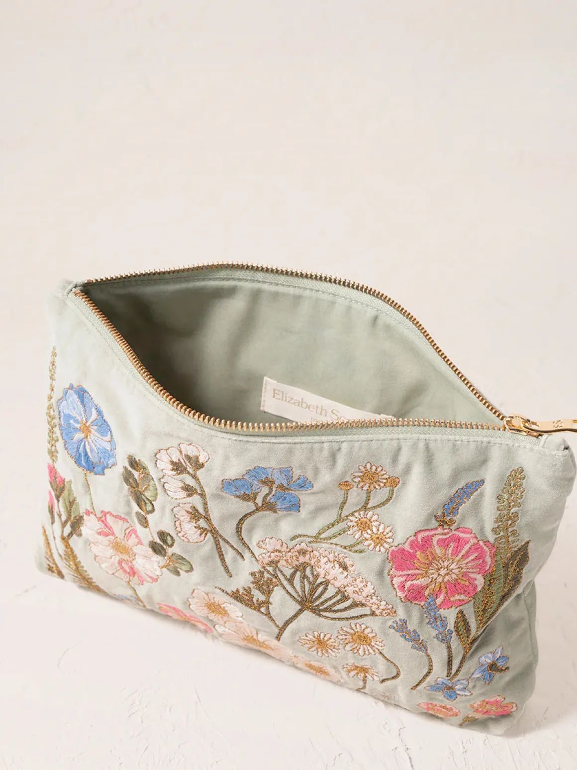 Velvet Everyday Pouch - Pressed Flowers Sage