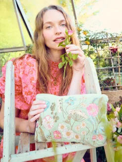 Velvet Everyday Pouch - Pressed Flowers Sage