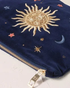 Velvet Mini Pouch - Navy Celestial