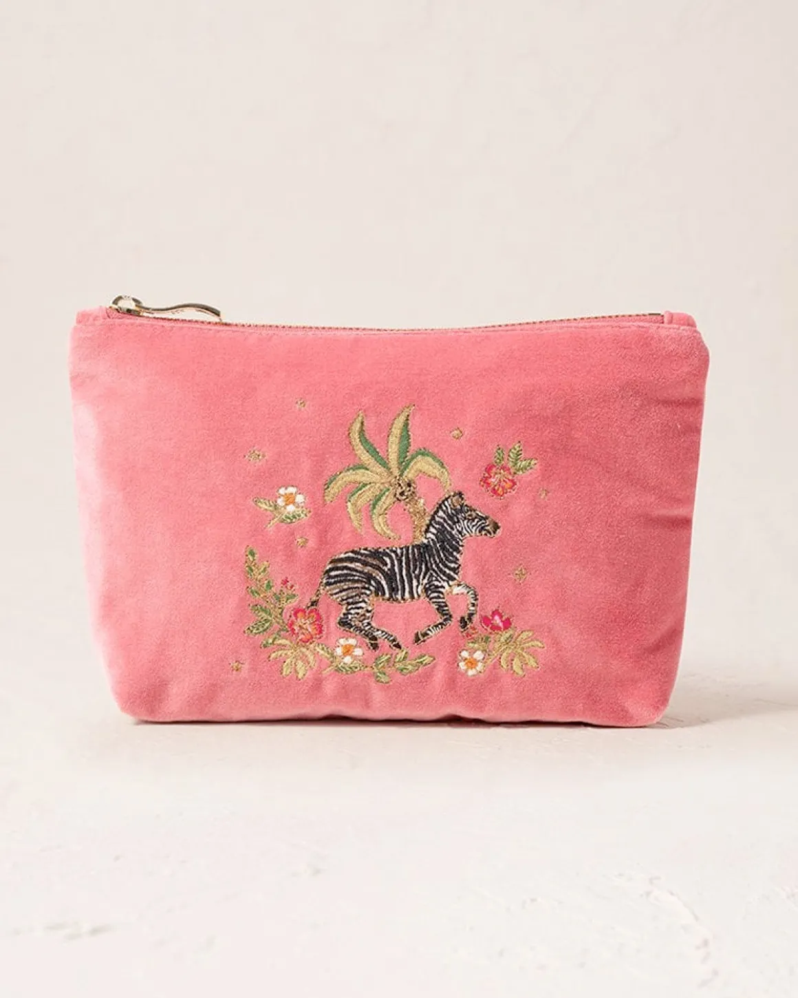 Velvet Mini Pouch - Wild Zebra Palm