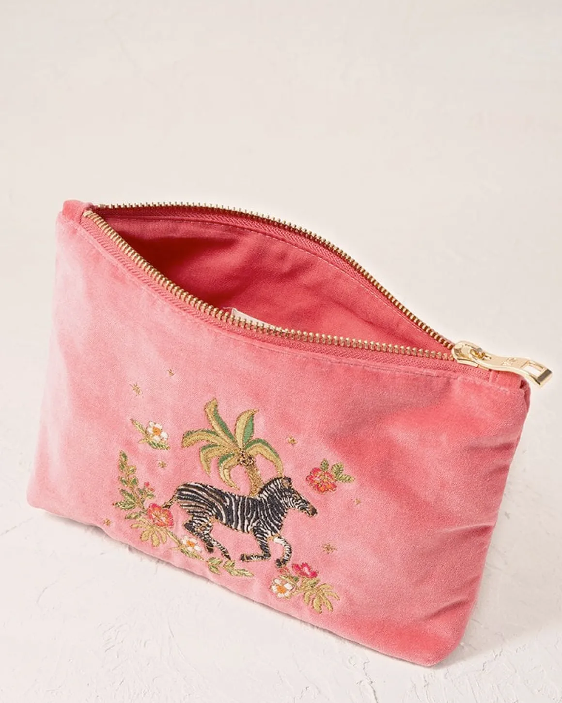 Velvet Mini Pouch - Wild Zebra Palm