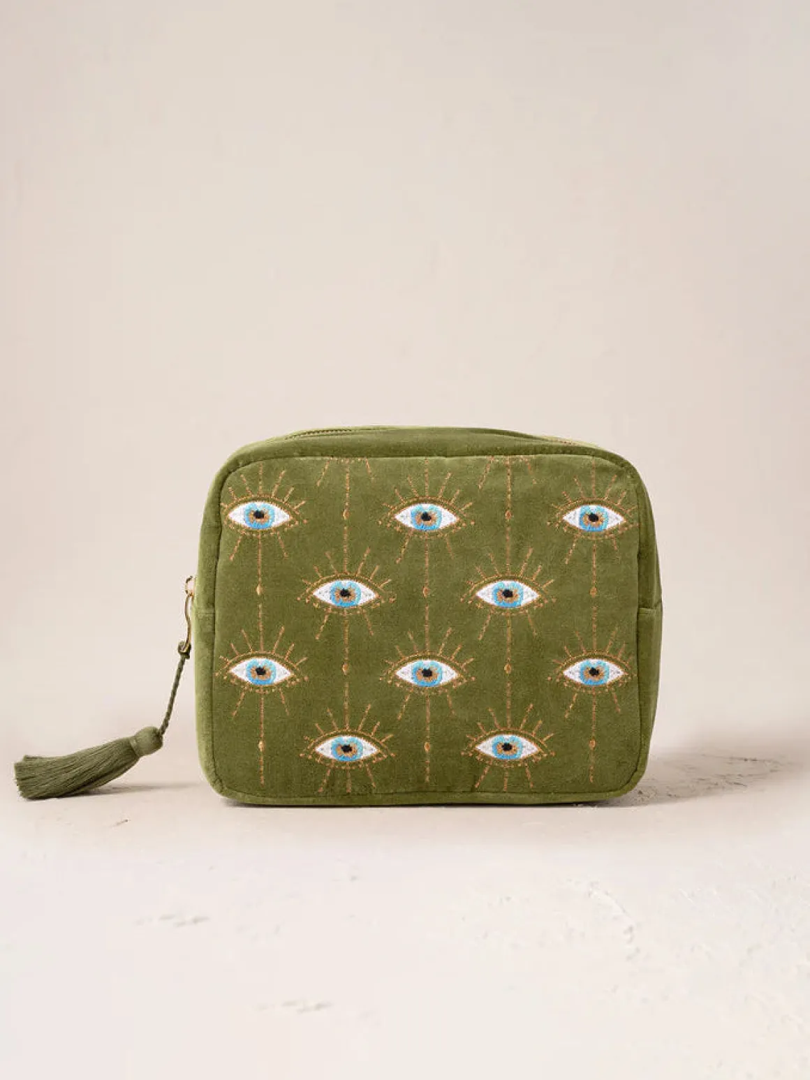 Velvet Wash Bag - Fern Green Mystical Eye
